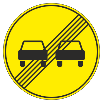 Дорожный знак 3.21 «Конец зоны запрещения обгона» (временный) (металл 0,8 мм, I типоразмер: диаметр 600 мм, С/О пленка: тип Б высокоинтенсивная)